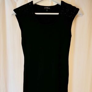 Black body conscious lightweight sweater dress